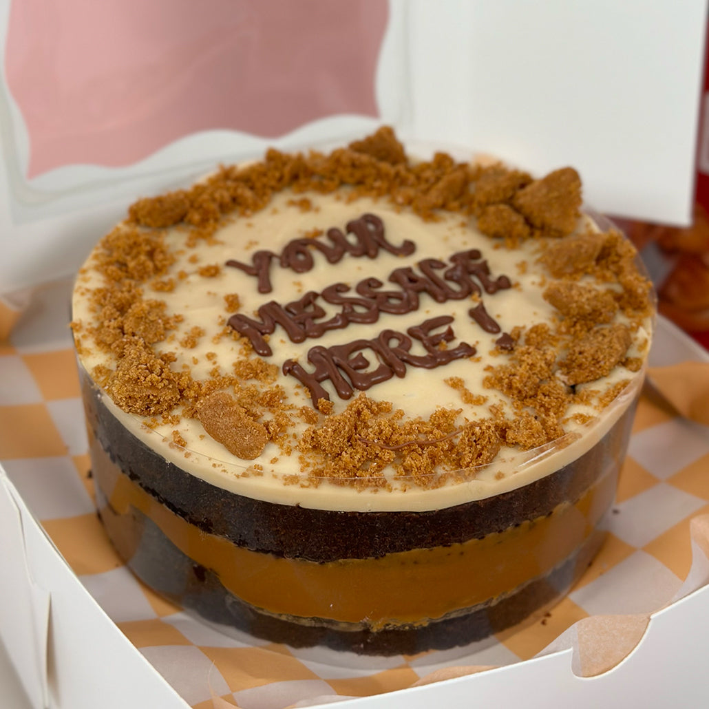 Biscoff Personalised Brownie Cake